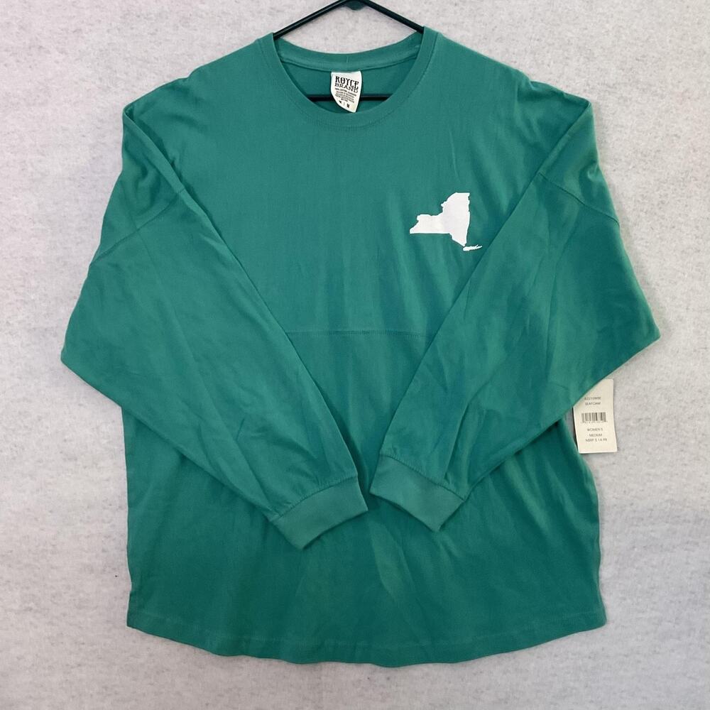 Royce Brand NWT Seafoam Green Long Sleeve New York Graphic Tee Women's M